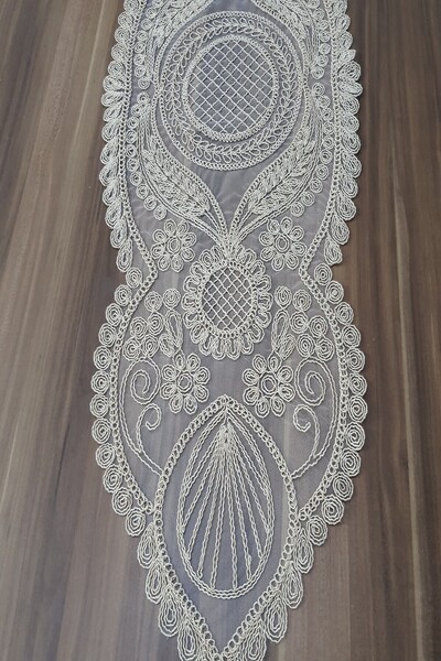 İnciShop Güpürlü Kapiçino Oval Runner 40x110