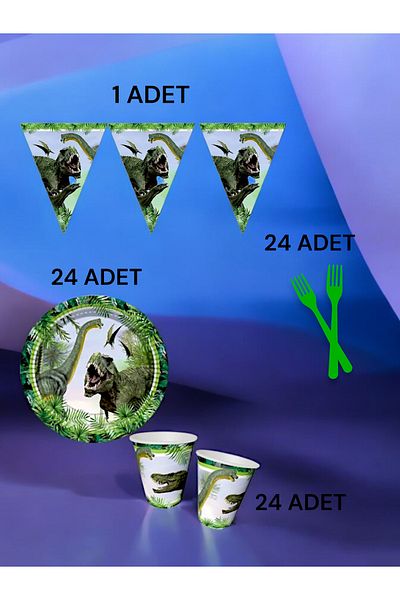 VibeHome Dinosaur Themed S Pack for 24 - Birthday Party and Fun Events