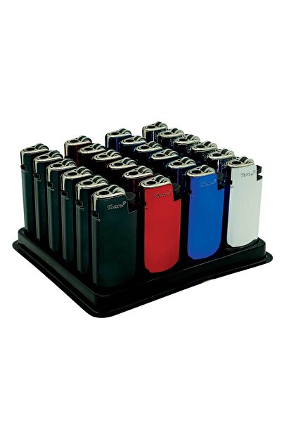 Toscow 24 Adet Orta Boy Taşlı Dışı Metal Çakmak Doldurulabilir