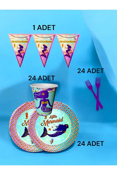 VibeHome Mermaid Themed S Pack for 24 - Birthday Party and Fun Events