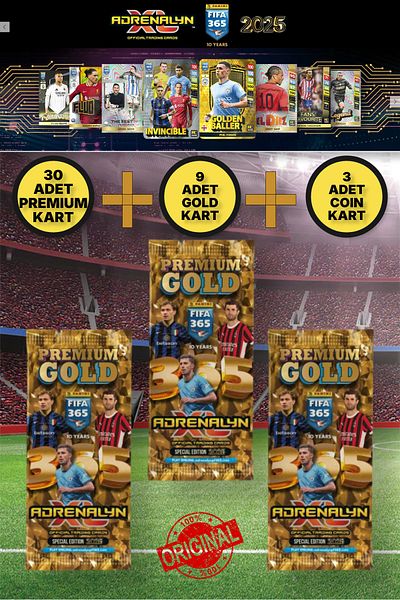 TOYFEST 3 Pack Panini Adrenalyn Fifa 365 - 2025 Premium Gold Card - Special Football Player Cards