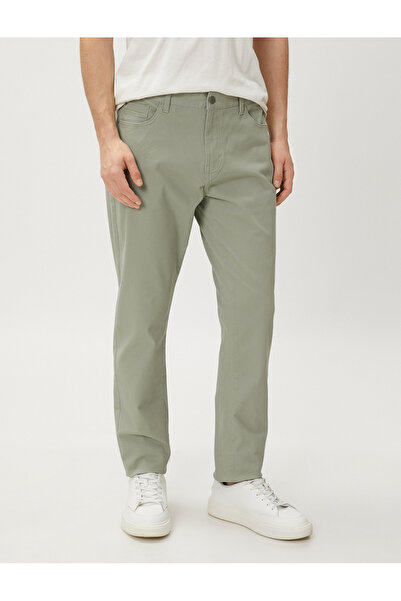Koton Basic Gabardine Trousers Five Pocket Straight Cut Buttoned Cotton