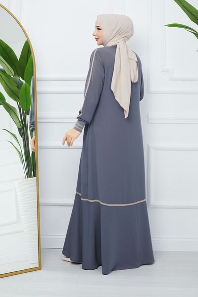 MODA ESRE FASHION TESETTURY OBLEČENÍ MEDINA SILK FERACE KRÉMOVÁ BARVA PRUHOVANÝ RUKÁV ŽEROVANÝ