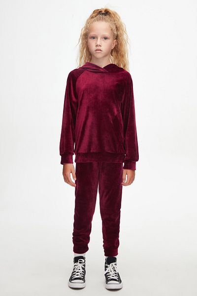 LOVETTI Plum Girl's Velvet Bottom Top Set