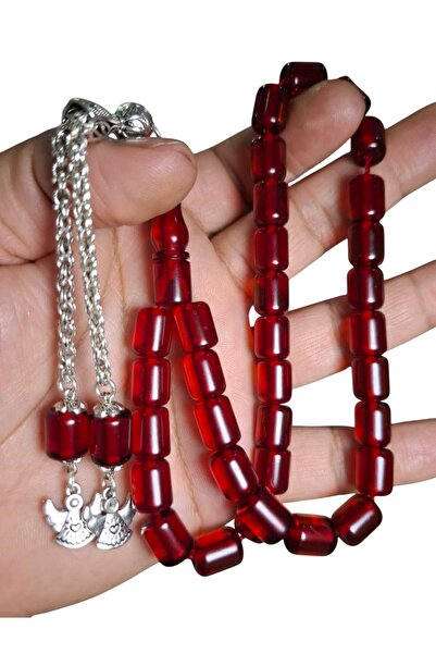 Cekke Tesbih Ateş Kehribar 9*11 mm Çubuk Sıkma Günlük Kullanıma Uygun Tesbih