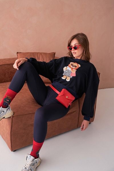 Moda Amore Hanorac Crop Teddy Bear - Transpirație Teddy Bear Fără șard Design subțire 3 fire 222
