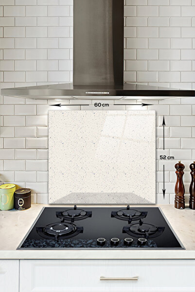 Decorita Cam Ocak Arkası Koruyucu | Seramik Desen - Açık Fon | 49,5cm x 76cm