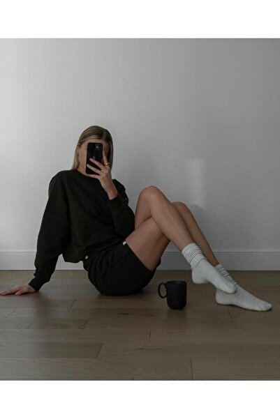 Butik Bisiklet Yaka Oversize Sweetshirt Siyah