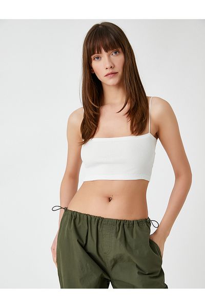 Koton Crop tílko se čtvercovým výstřihem na tenká ramínka Bavlna