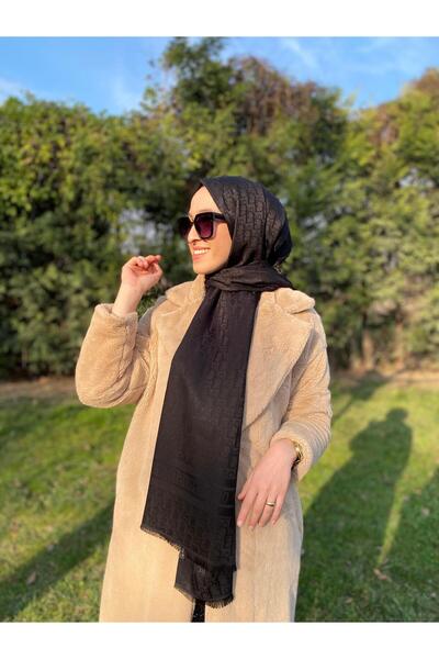 Modechic Collection Şal negru cu două feţe jacquard mătăsos