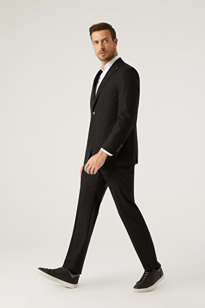 D'S Damat Ds Damat Comfort Fit Black Plain Suit