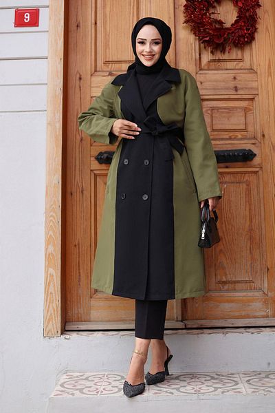 Herita Trenchcoat mit Knopfleiste vorn und Verzierung - UK