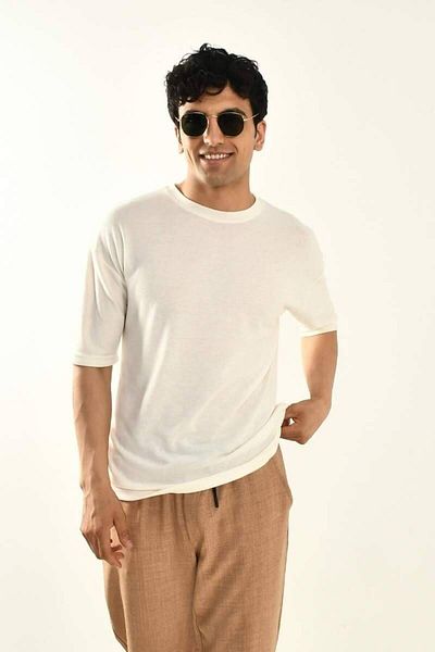DAVID&GERENZO Soft Ecru Basic T-shirt - Comfortable Fit