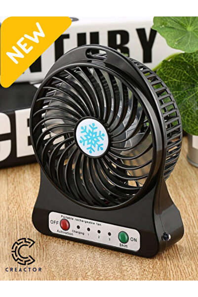 CREACTOR Masa Üstü 3 Kademeli Ve Araç Şarjlı Mini Vantilatör Fan Pervane M3