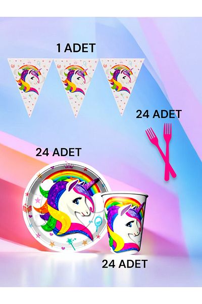 VibeHome Unicorn Themed S Package for 24 - Birthday Parties and Fun Events