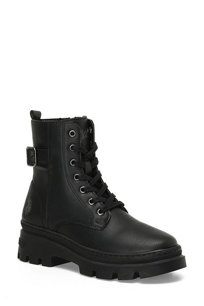 U.S. Polo Assn. Χειμερινές μαύρες μπότες Microfiber - Αντιολισθητική σόλα, με φερμουάρ, Γυναικείες χειμερινές μπότες