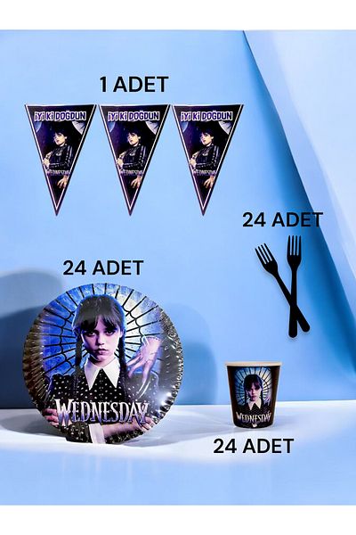 VibeHome Wednesday Themed S Pack for 24 - Birthday Party and Fun Events