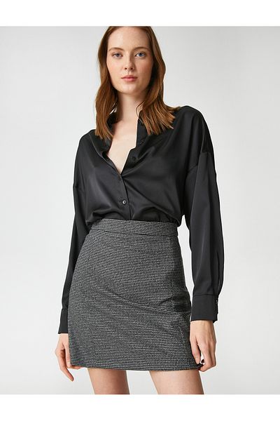 Koton Stitched Mini Skirt with Zipper