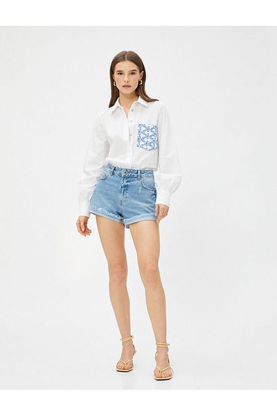 Koton Relax Fit Shirt with Embroidery Detail