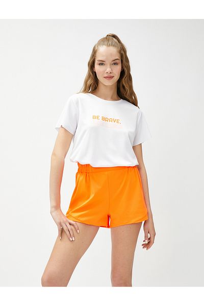 Koton Neon Printed Sports T-Shirt Laser Cutting