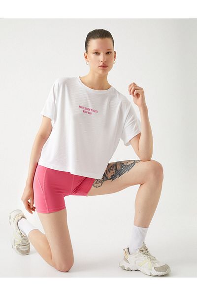 Koton Εκτυπωμένο Crop Sports T-Shirt Relax Fit