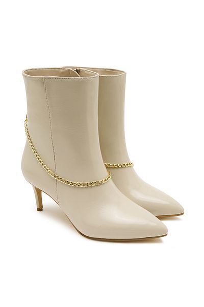 Desa Grano White Women's Chain Detailed Leather Boots