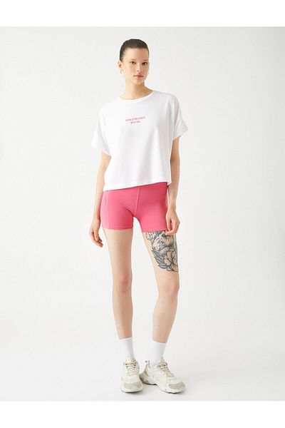 Koton Εκτυπωμένο Crop Sports T-Shirt Relax Fit