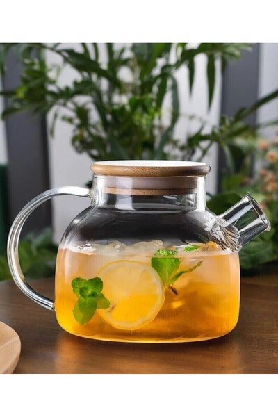 RaleHome وعاء شاي عشبي مقاوم للحرارة وغطاء من الخيزران