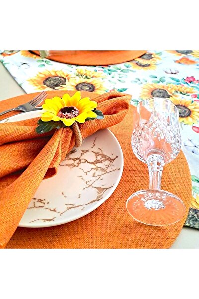 Genel Markalar 6'lı Günebakan Model Çiçek Peçete Yüzüğü Halkası Yemek Masası ...