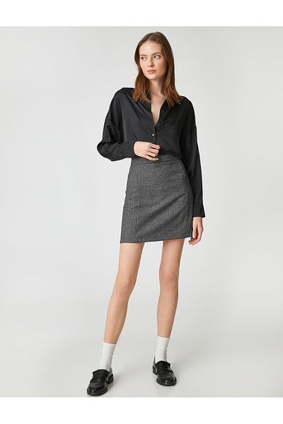 Koton Stitched Mini Skirt with Zipper