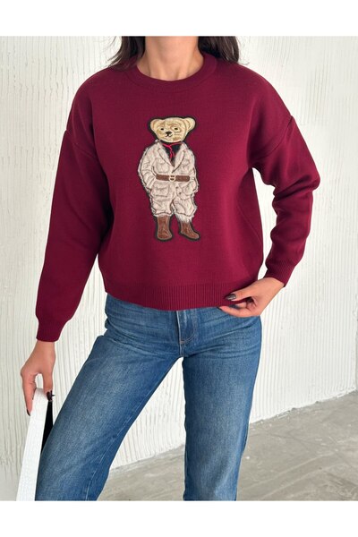 ZISHAN سترة تريكو نسائية موديل V3 مع دمية دب - مقاس قياسي