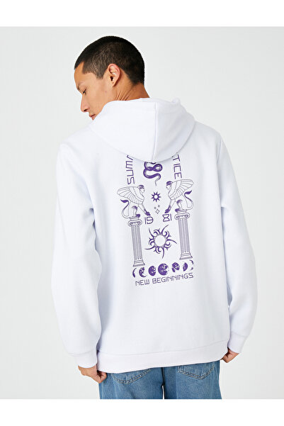 Koton Φούτερ με στάμπα Far East Basic Hooded - Μακρυμάνικο ράστερ