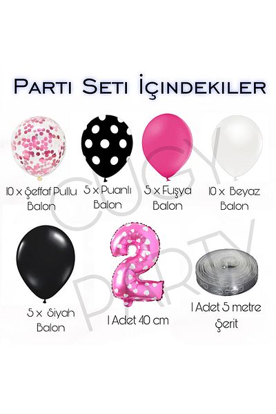 CUGY Mickey Themed Girl's Birthday Decoration 2 Year Old Party Celebration Set