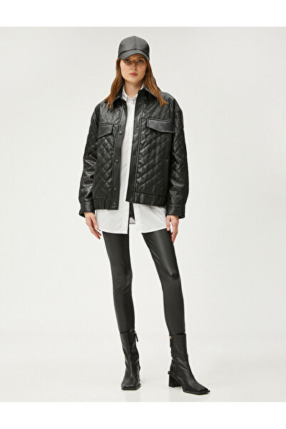 Koton Δερμάτινο καπιτονέ τζάκετ