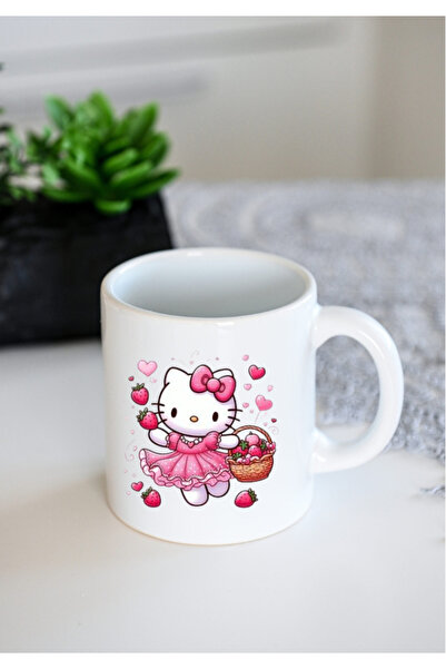 HediyeSepetim Hello Kitty Sepetli Baskılı 1.Kalite Büyük Boy Kupa Bardak bs008