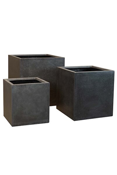 Hobitarım Kare Beton Saksı Seti - – 60x60x60cm-50x50x50cm-40x40x40cm