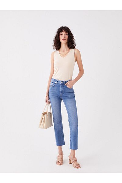 LC Waikiki Dámské džínové kalhoty Lcwk Regular Waist Straight Fit