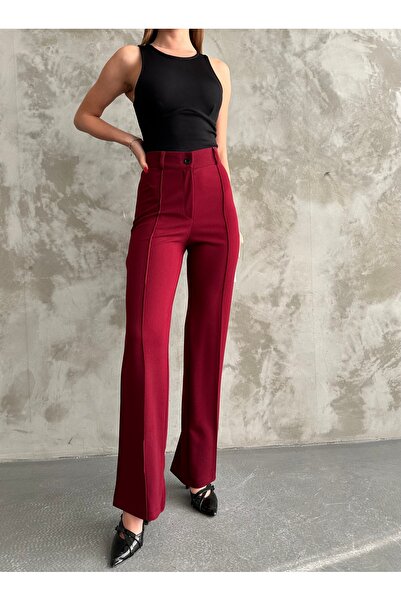 Diviny High Waist Stretchy Scuba Pants with Clam Detail