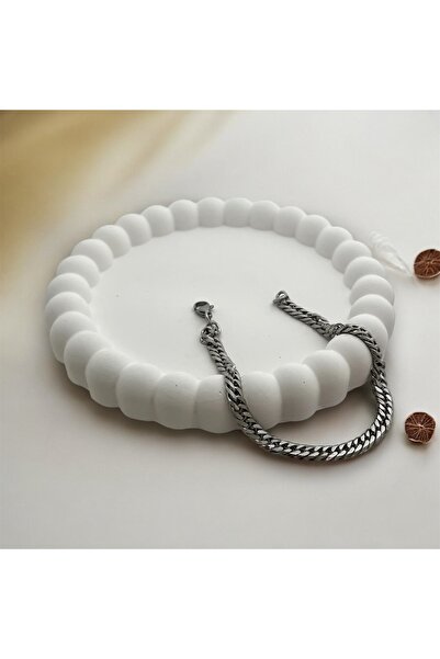 MODA سوار فولاذي فضي اللون لا يسبب التشويه