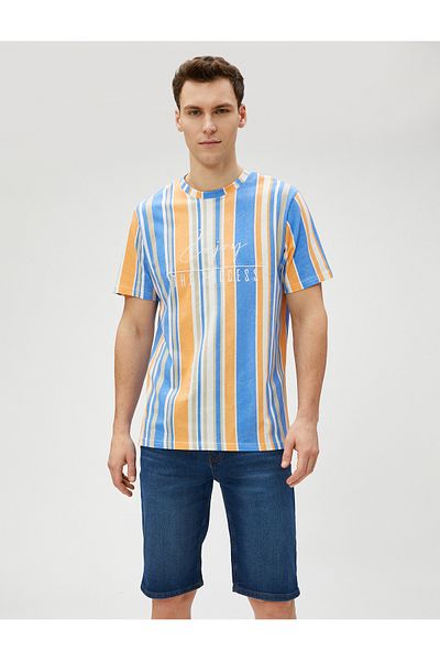 Koton 3sam40220nd 741 - Jeansshorts aus Baumwolle in dunklem Indigoblau für Herren