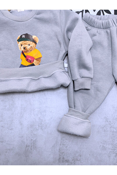 Kerimino Teddy Bear Three-String Ribbed Combed Cotton Boy Set