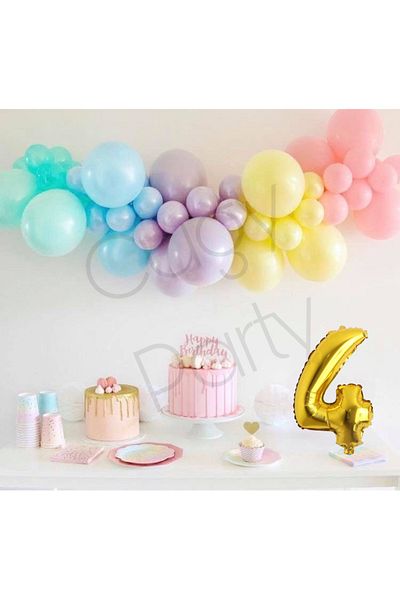 CUGY MACARON RAINBOW COLORS GOLD 4 YEARS FIGURE ΣΤΟΛΙΣΤΙΚΟ ΠΑΡΤΥ ΚΑΙ ΣΕΤ ΑΛΥΣΙΔΑ ΜΠΑΛΟΝΙ