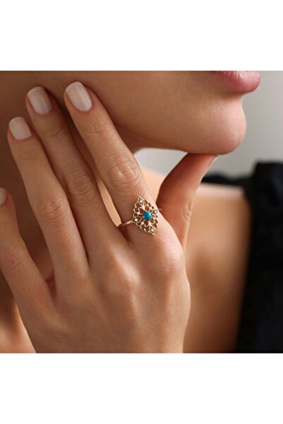 Sembol Gold Mavi Akik Taşlı Altın Yüzük Tasarım Harikası