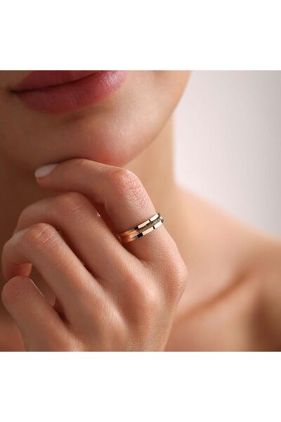 Sembol Gold Ajda Yüzük 14 Ayar Oluklu Bezel