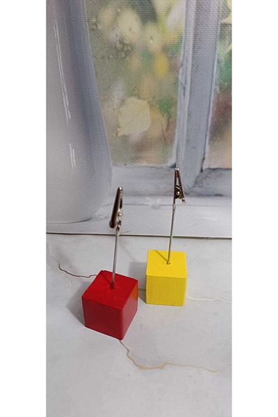 Merland Set of 2 Handmade Cube Note Holders - Yellow and Red
