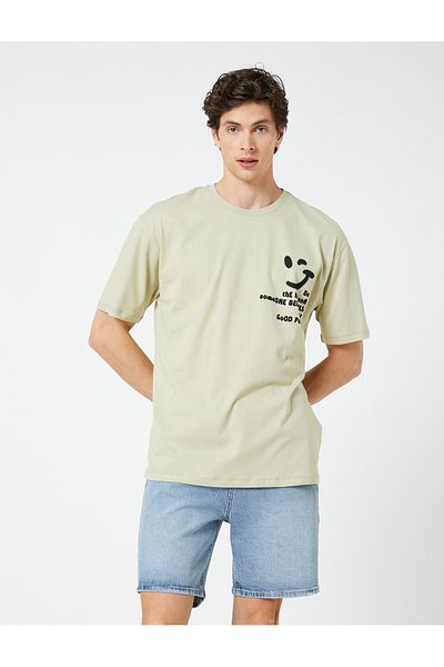 Koton Oversize T-Shirt Slogan Printed Crew Neck Κοντό μανίκι βαμβακερό