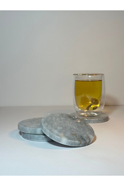 Polen Stone Gri Mermer Bardak Altlığı 4,lü Takım