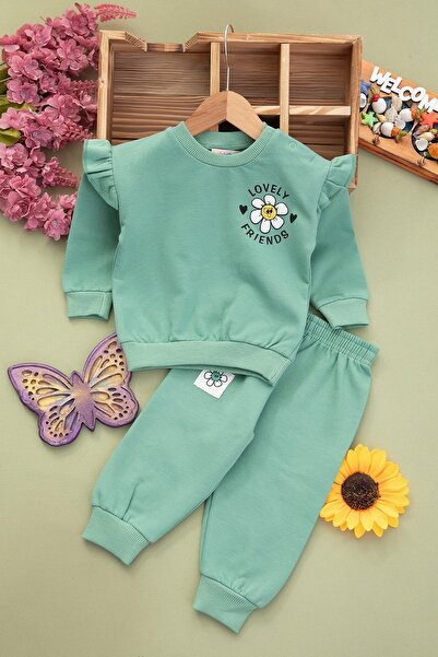 VEGAMOD طقم مكون من قطعتين للفتيات الصغيرات من الصوف المطبوع بألوان البابايا ...