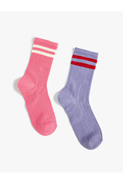 Koton Σετ 2 κάλτσες με λεπτομέρεια ρίγες