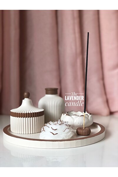 The Lavender Candle Coffee-Beige Tray Set